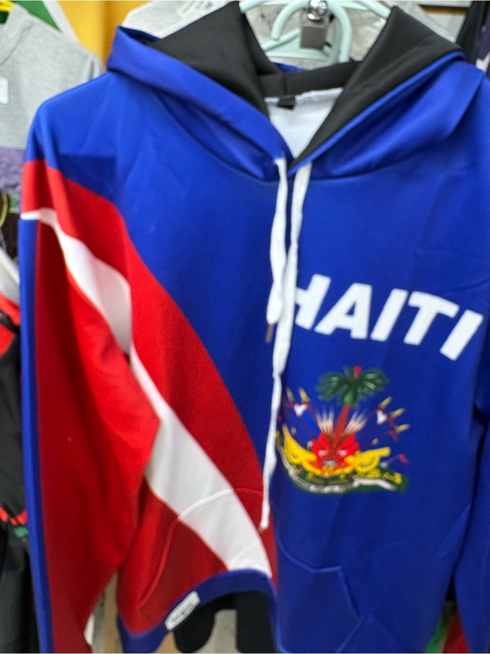 Haiti Crest Blue & Red Pullover Hoodie